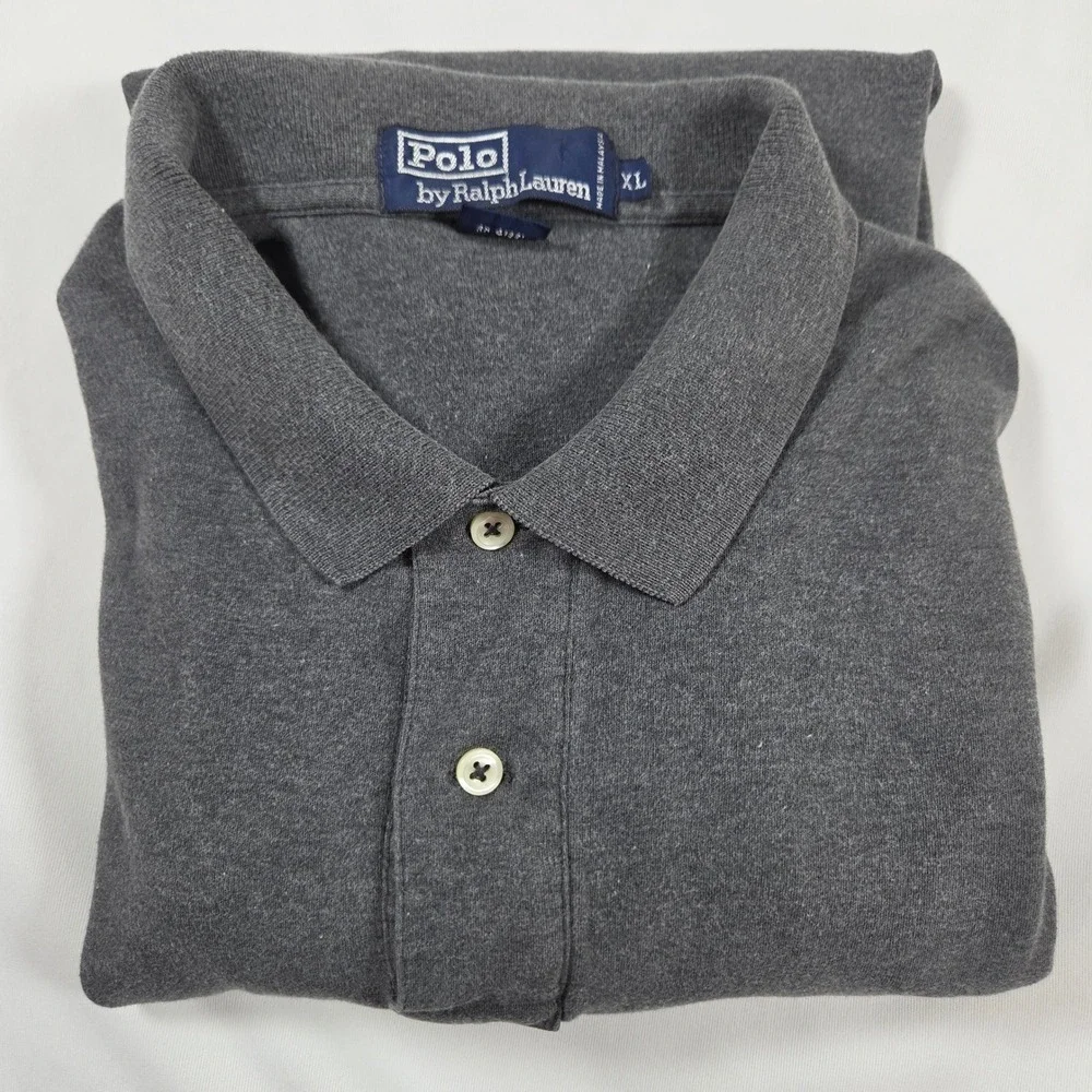 Polo Ralph Lauren Mens XL Charcoal Gray Short Sleeve Cotton Polo Shirt Classic